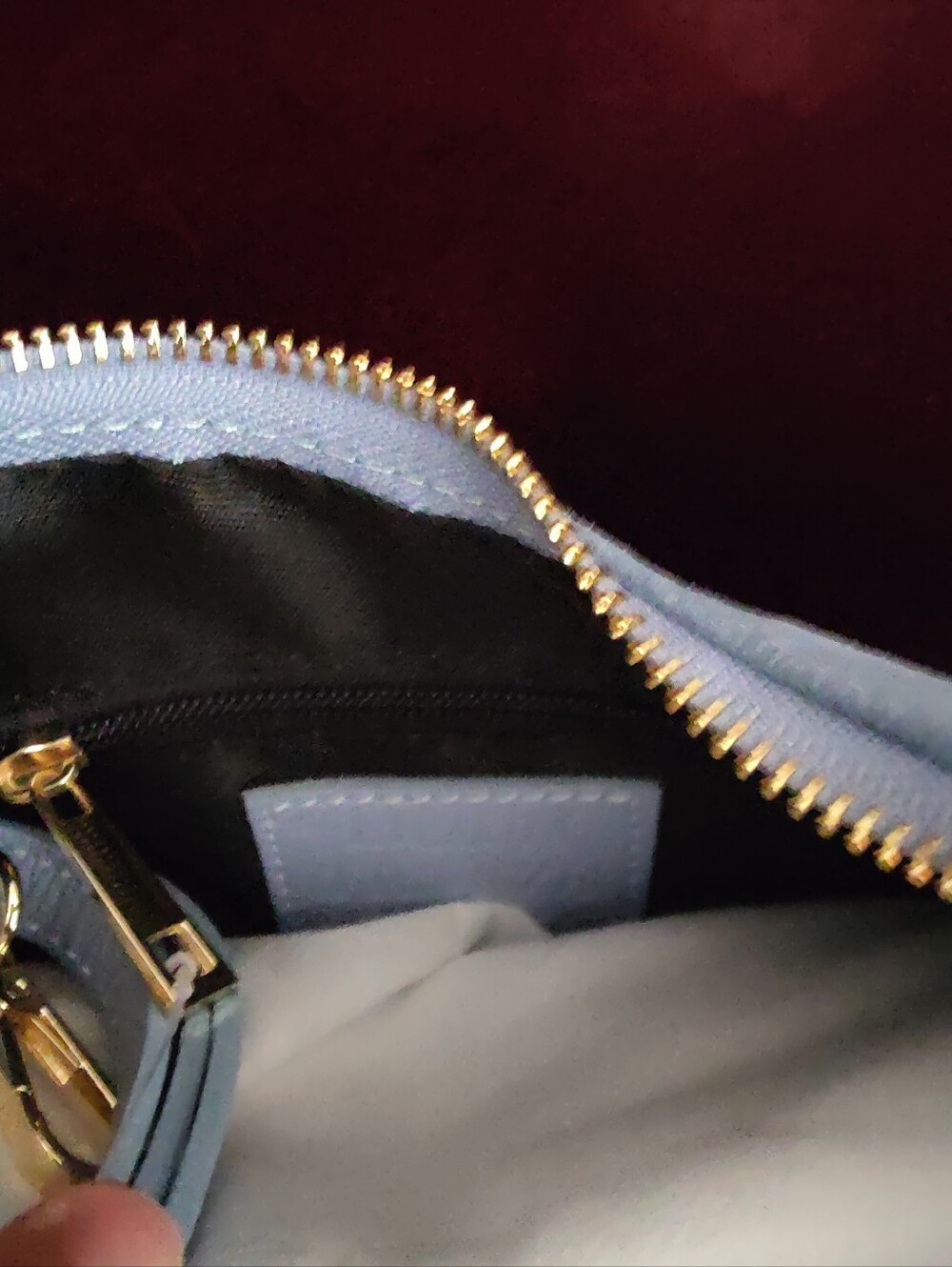 Light Blue Suede Shoulder Bag - Picture 3 of 4